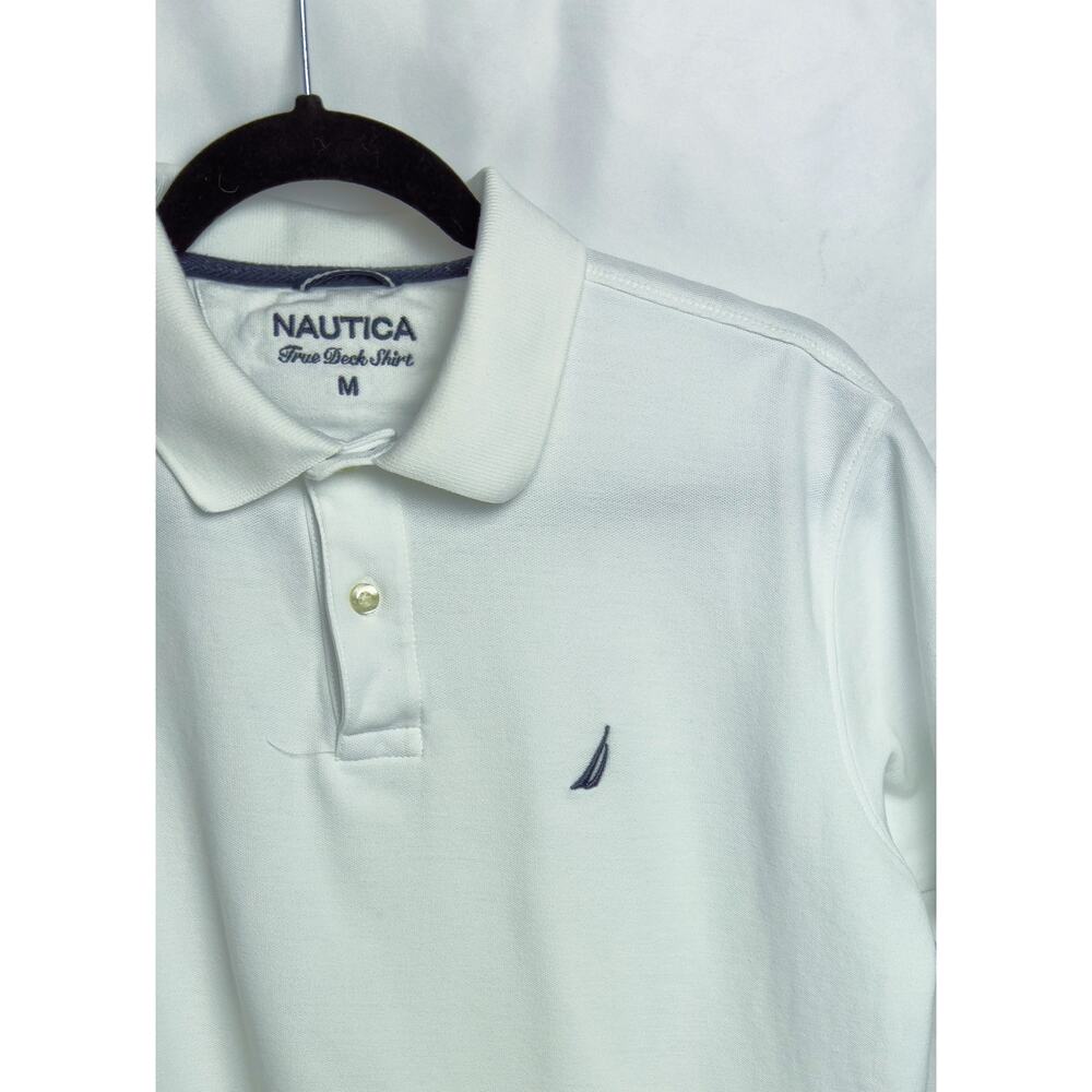 NAUTICA Men's White Deck Polo Shirt Classic Fit Cotton Short Sleeve Logo Tee - M